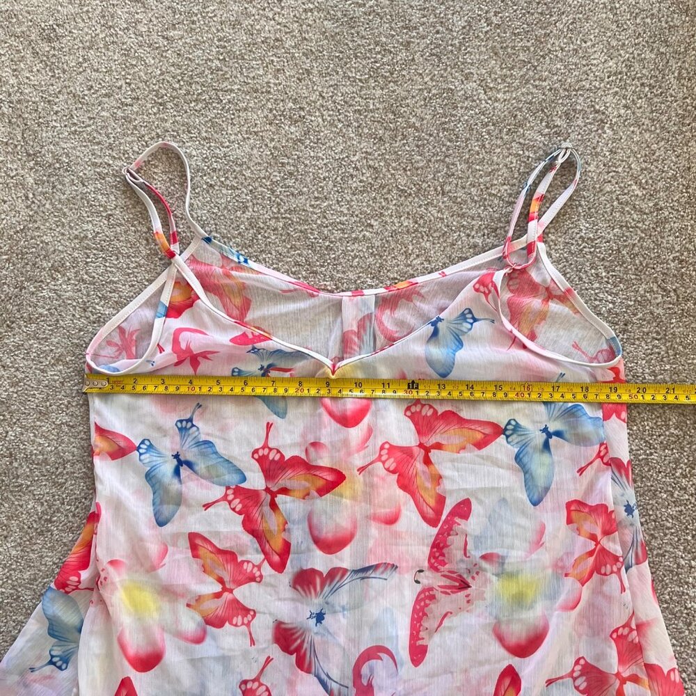Y2K Fairycore Sheer Butterfly Asymmetrical Cami Top Pink & Blue L - Picture 7 of 7